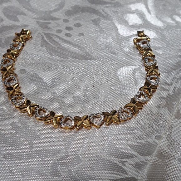 Jewelry 925 Gold Vermill 2 Tone Tennis Bracelet 8 New Heavy Well Made
